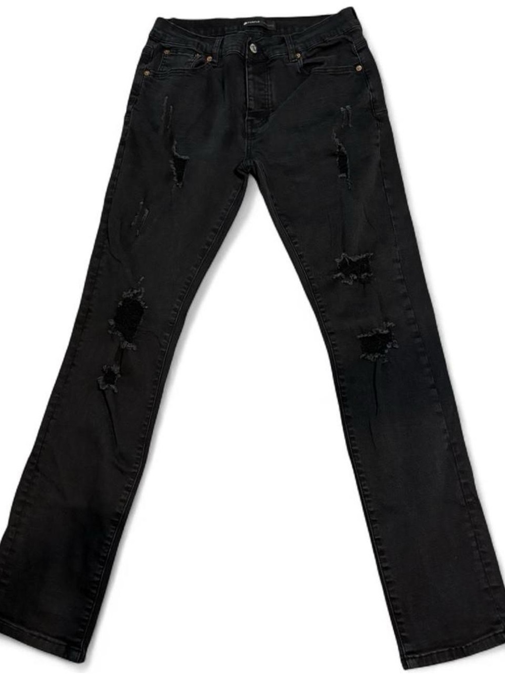Purple brand Men's Black Distressed Straight Jeans